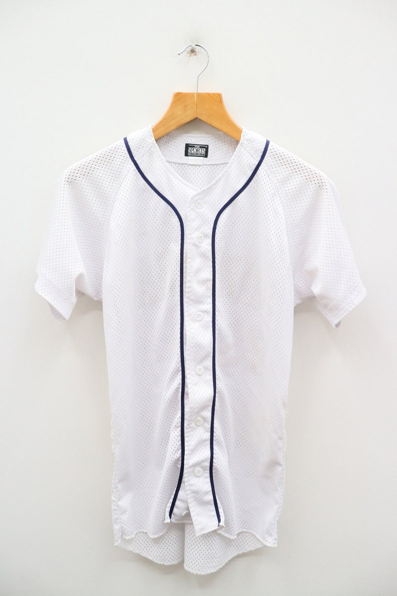 Vintage THE SPORTS AUTHORITY No Spell No Logo White Buttondown Jersey Size M