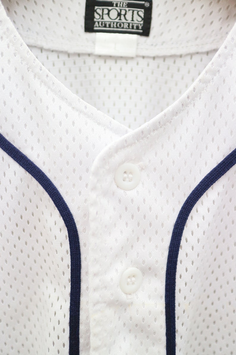 Vintage THE SPORTS AUTHORITY No Spell No Logo White Buttondown Jersey Size M