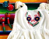 Mexican Embroidered Fiesta Girls Dress size 4-5 Years Old, Boho Mexican Dress, Mexican Dress for Girls, Cotton Dress, Bohemian Dress