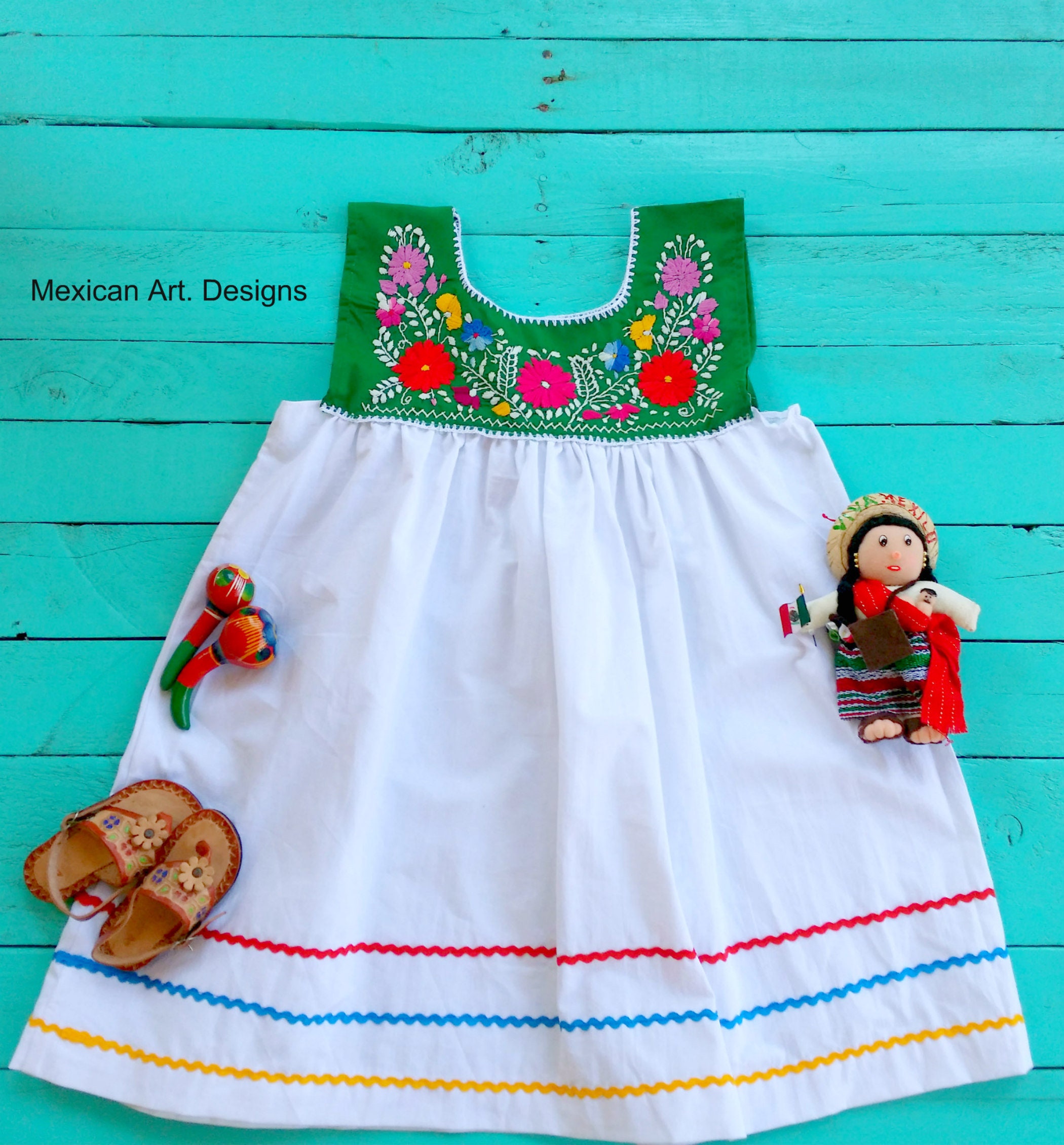 green baby dress