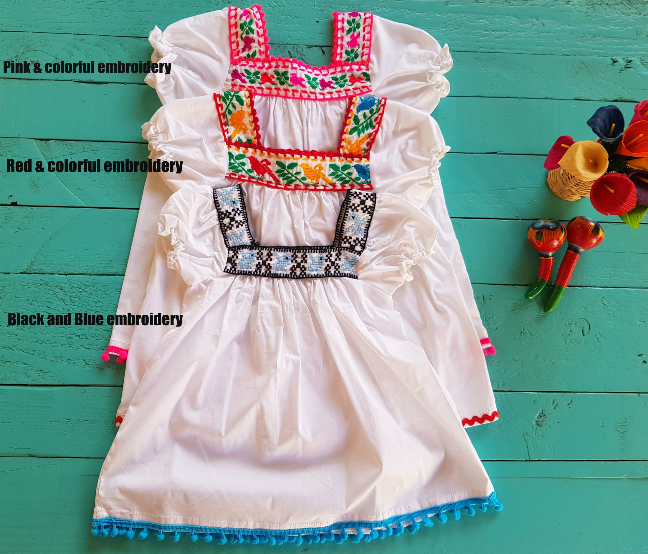 Correspondiente De confianza a nombre de Vestido Bordado Mexicano para Niña Vestido de bebe 12 meses - Etsy España