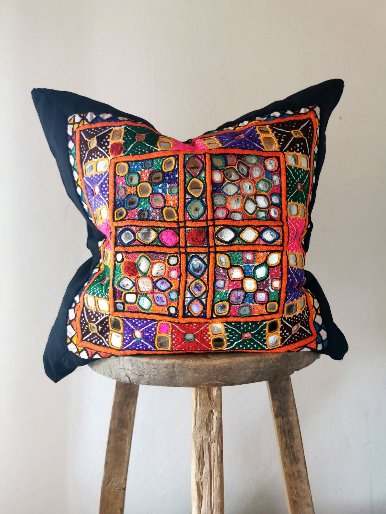 Vintage rabari cushion cover