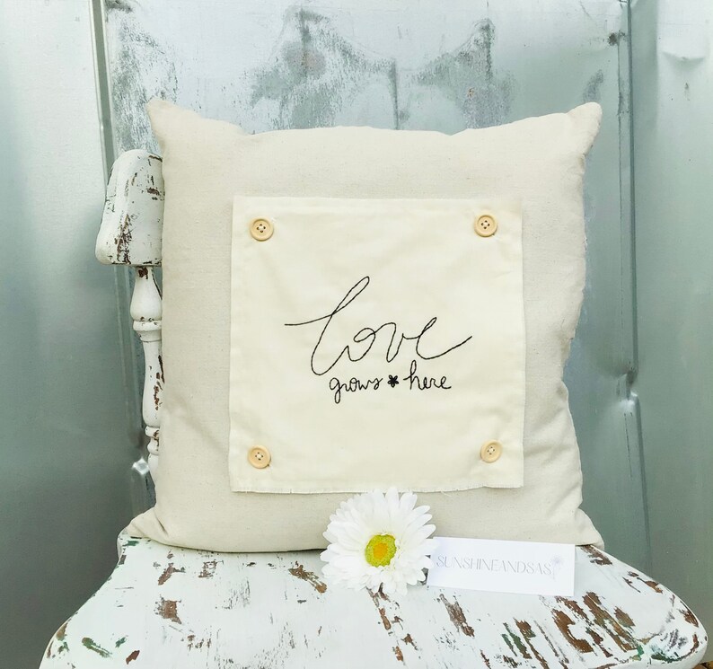 Neutral Hand Embroidered Pillow Cover With Interchangeable Etsy