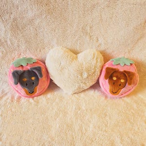Strawberry Coin Pouch, Wiener Dog, Doberman, Puppy, fuzzy fabric, pink