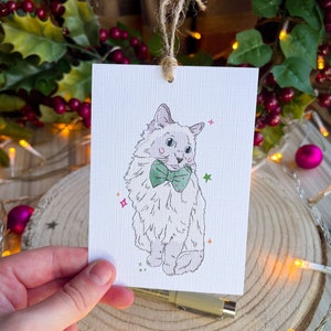 Etichetta regalo gatto birichino - Etichetta regalo di Natale - Etichetta natalizia carina - Etichetta per regalo - Gatto carino - Natale accogliente - Etichetta di Natale - Etichetta regalo amante dei gatti