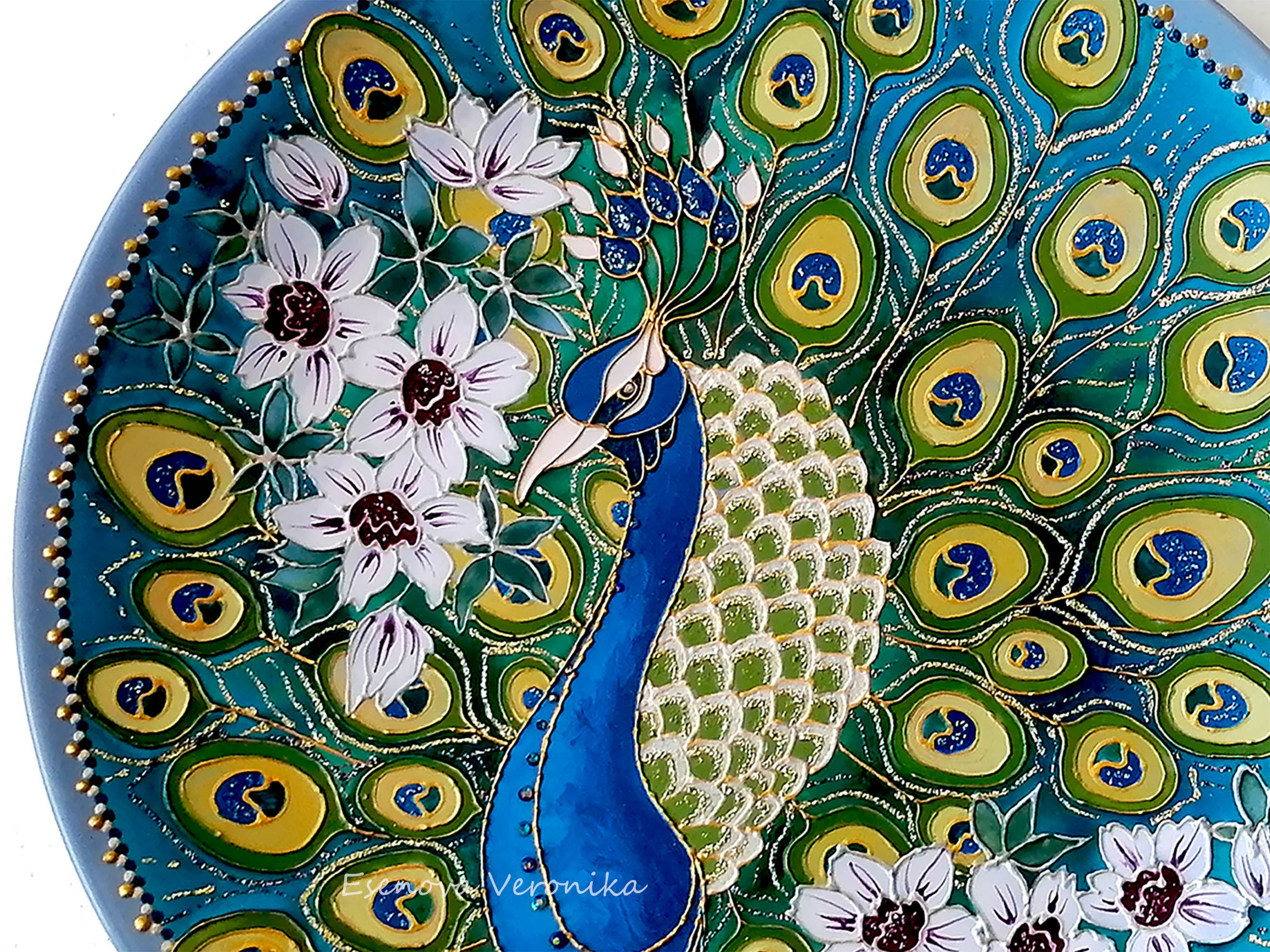 Peacock Painting Peacock Decorative Plate Bird Art Bird Etsy