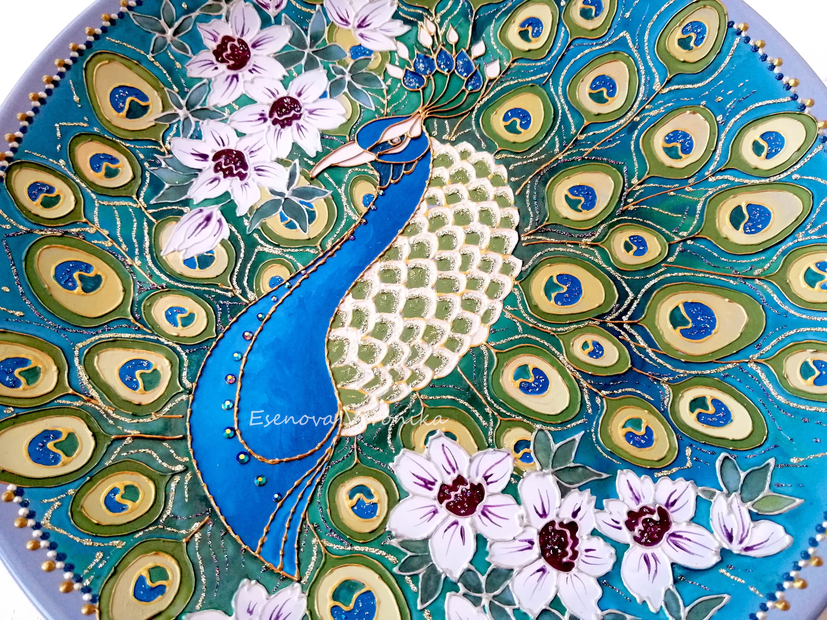 Peacock Painting Peacock Decorative Plate Bird Art Bird Etsy