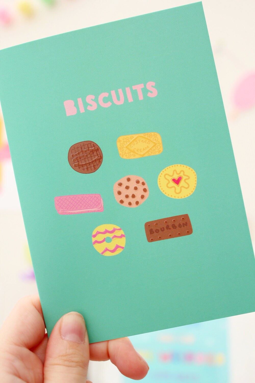 Illustrated Biscuits Card Classic British Biscuits Food Etsy UK
