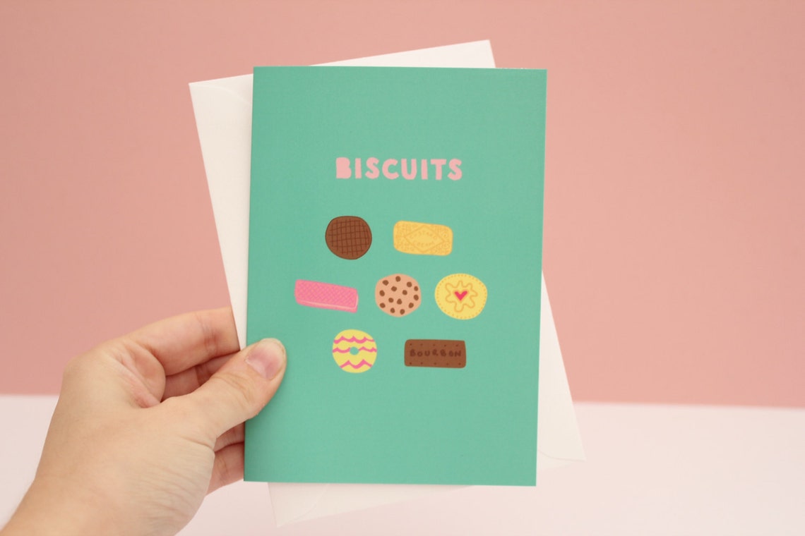 Illustrated Biscuits Card Classic British Biscuits Food Etsy UK