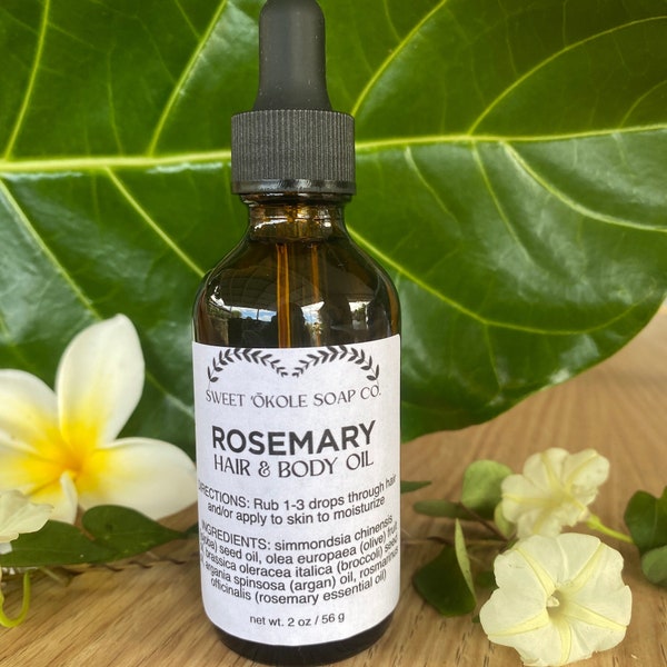 Rosemary Hair Oil & Body Oil, Leave-In Hair Moisturizer With Rosemary Essential Oil, Jojoba Oil, Olive Oil, Broccoli Seed Oil, Argan Oil