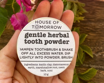 Herbal Tooth Powder, Microbiome-Friendly, Unflavored, For Sensitive Teeth Gums & Lips, Alternative To Natural Toothpaste, Non-Toxic, Vegan