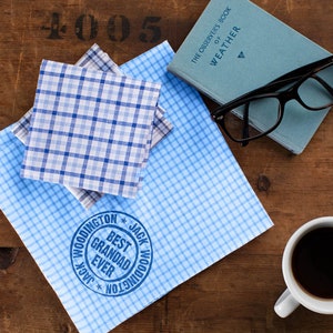 Handkerchiefs for Grandads - Personalised Name Handkerchiefs - Personalized Handkerchiefs - Gifts for Grand Fathers