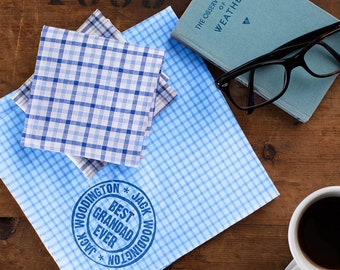 Handkerchiefs for Grandads - Personalised Name Handkerchiefs - Personalized Handkerchiefs - Gifts for Grand Fathers
