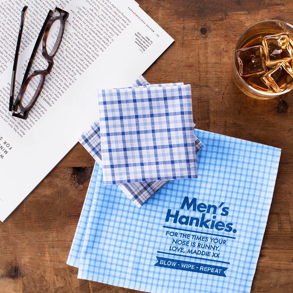 Handkerchiefs for Men - Personalised Message Handkerchiefs - Personalized Hankies - Gifts for Men - Gifts for Groom - Gifts for Best Man