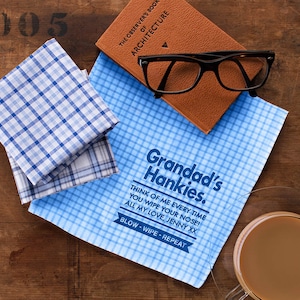 Handkerchiefs for Grandads - Personalised Message Handkerchiefs - Personalized Handkerchiefs - Gifts for Grand Fathers