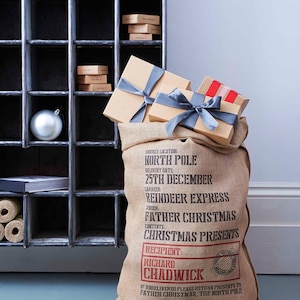 Santa Sack - Christmas sack - Personalised Santa Sack - Personalized Christmas Sack - Jute Sack - Jute Bag - Christmas stocking - Xmas sack