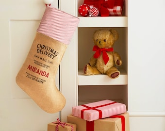 Christmas Stocking - Christmas sack - Personalised Stocking - Susie Watson Christmas Stocking - Jute Stocking - Hessian Stocking