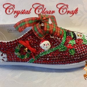 Christmas Bling shoes, Red gems, cabochons, Customised Christmas Shoes image 2