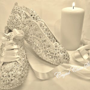 Lace Wedding Trainers, Bridal Trainers, Crystal gems and Pearls image 1