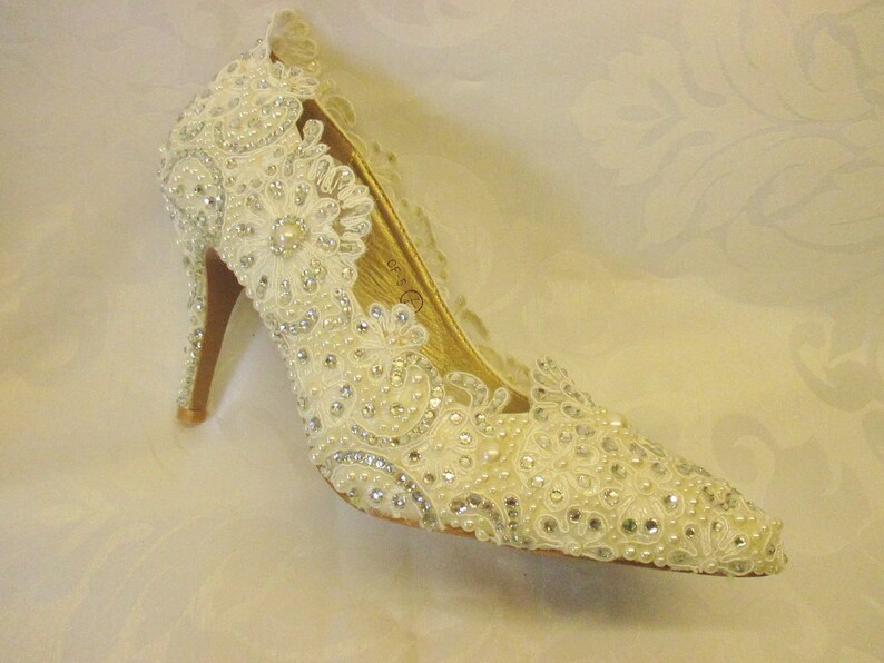Lacegems and Pearls Bridal Shoes Bespoke Bridalshoe Etsy UK