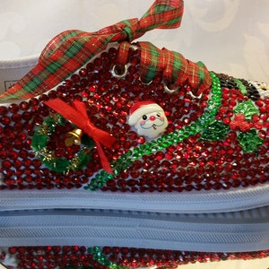 Christmas Bling shoes, Red gems, cabochons, Customised Christmas Shoes image 8