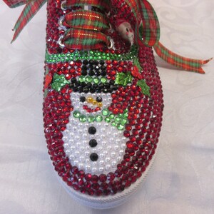 Christmas Bling shoes, Red gems, cabochons, Customised Christmas Shoes image 4