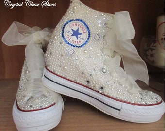 Customised Converse High Tops Wedding Trainers,  Converse wedding boots.