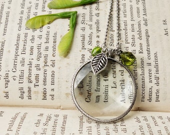 Romantic style long necklace. Magnifying Glass necklace. Reading monocle necklace. Loupe Necklace. Gift for mum. Gift for teacher