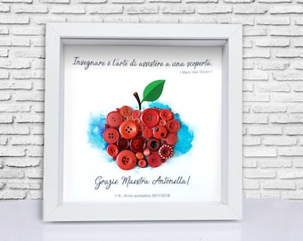 Personalized Gift For Teacher. Kindergarten teacher. Button art.  Graduating Class Thank You Gift.