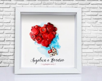 Wedding anniversary gift. New house gift. Personalized gift Handmade. Anniversary picture. Bride and groom gift. Paperartroma