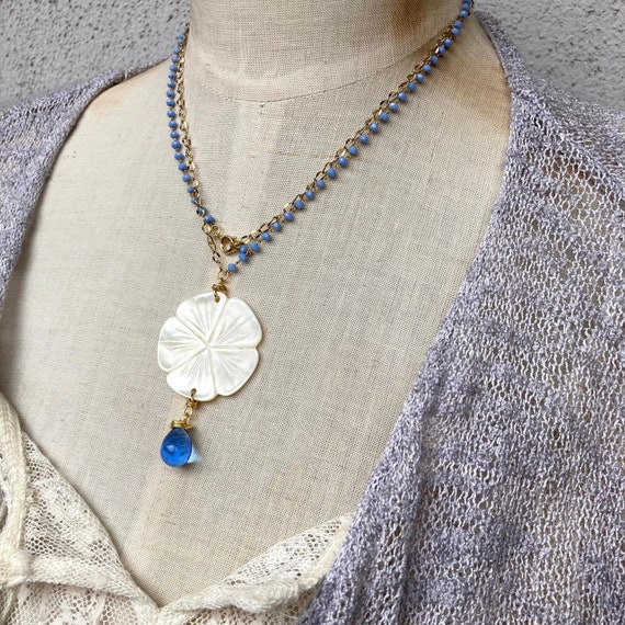 Frangipani Necklace. Layered and Long Frangipani Necklace. Etsy