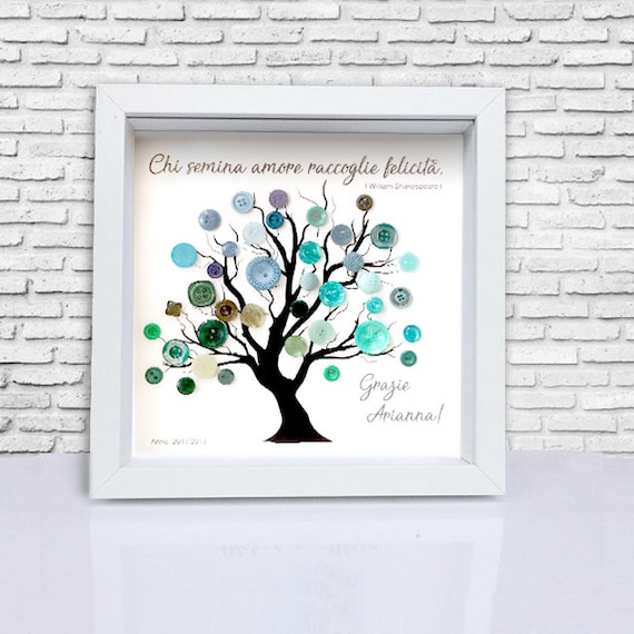 Quadro personalizzabile, albero della vita, idea regalo sposi, regalo maestra, regalo nascita, bottoni vintage, home decor. Regalo simbolico