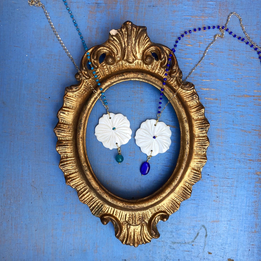 Frangipani Necklace. Layered and Long Frangipani Necklace. Rosary Long