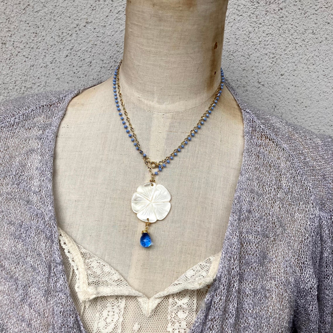 Frangipani Necklace. Layered and Long Frangipani Necklace. Etsy