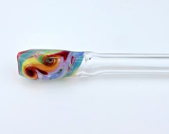 Rainbow Swirl GLASS STRAW - Custom Straws | Glass Straws | Rainbow Straws | Tie Dye Straws | Reusable Straws | Smoothie Straws | Thin Straws