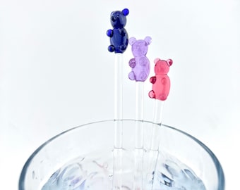 Glass Gummy Bear Stir Stick - Drink Stirrers | Custom Stir Sticks | Glass Stir Sticks | Handmade Stir Sticks | Swizzle Sticks