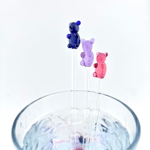 Glass Gummy Bear Stir Stick - Drink Stirrers | Custom Stir Sticks | Glass Stir Sticks | Handmade Stir Sticks | Swizzle Sticks