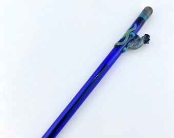Manatee On Blue GLASS PEN - Handmade Pens | Glass Pens | Handcrafted Pens | Manatee Pens | Custom Pens | Refillable Pens | Manatee Gifts