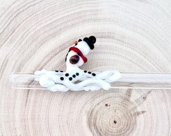 Snowman Octopus Glass Straw: Reusable Christmas Drinkware