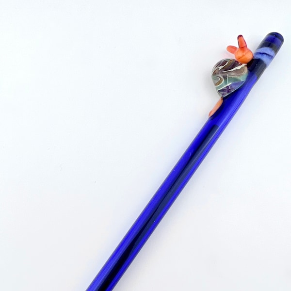 Snail On Blue GLASS PEN - Handmade Pens | Glass Pens | Handcrafted Pens | Snail Pens | Custom Pens | Refillable Pens | Snail Gifts