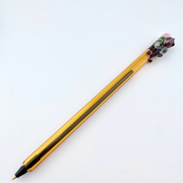 Otter On Yellow GLASS PEN - Handmade Pens | Glass Pens | Handcrafted Pens | Otter Pens | Custom Pens | Refillable Pens | Otter Gifts