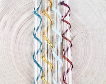 Pajita de vidrio Full Swirl: Pajita de vidrio reutilizable hecha a mano de borosilicato.