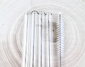 Handmade Clear Glass Straws: Reusable Drinking Straw Pack