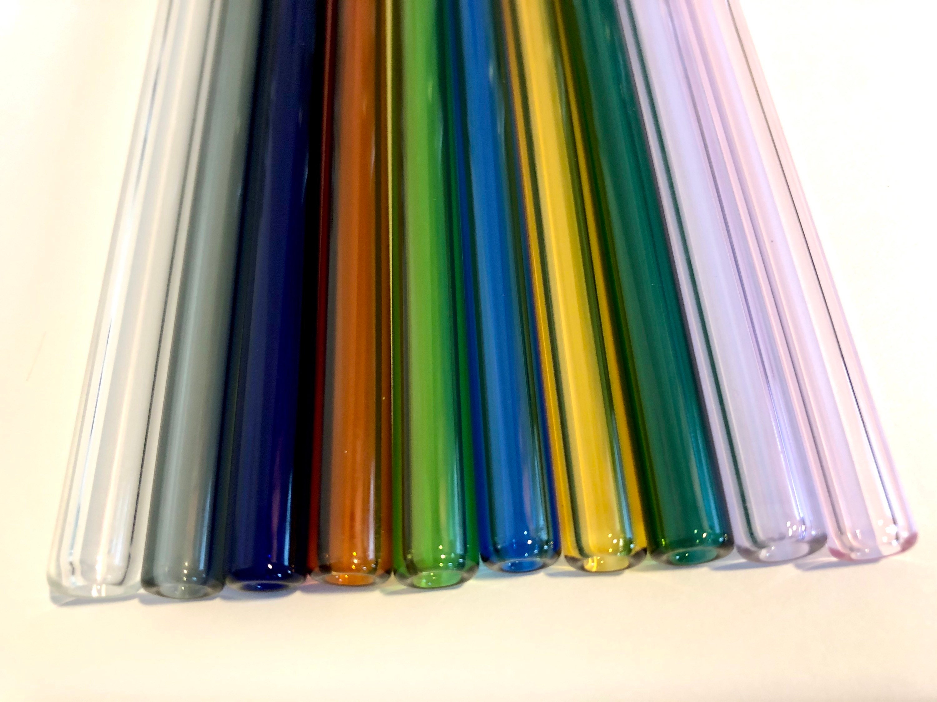 10 Pack Colored GLASS STRAWS Straw Party Pack Reusable Straws Eco