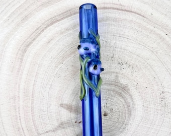 Fish in Seaweed on Colored Glass Straw: Reusable Straw, Handmade to Order