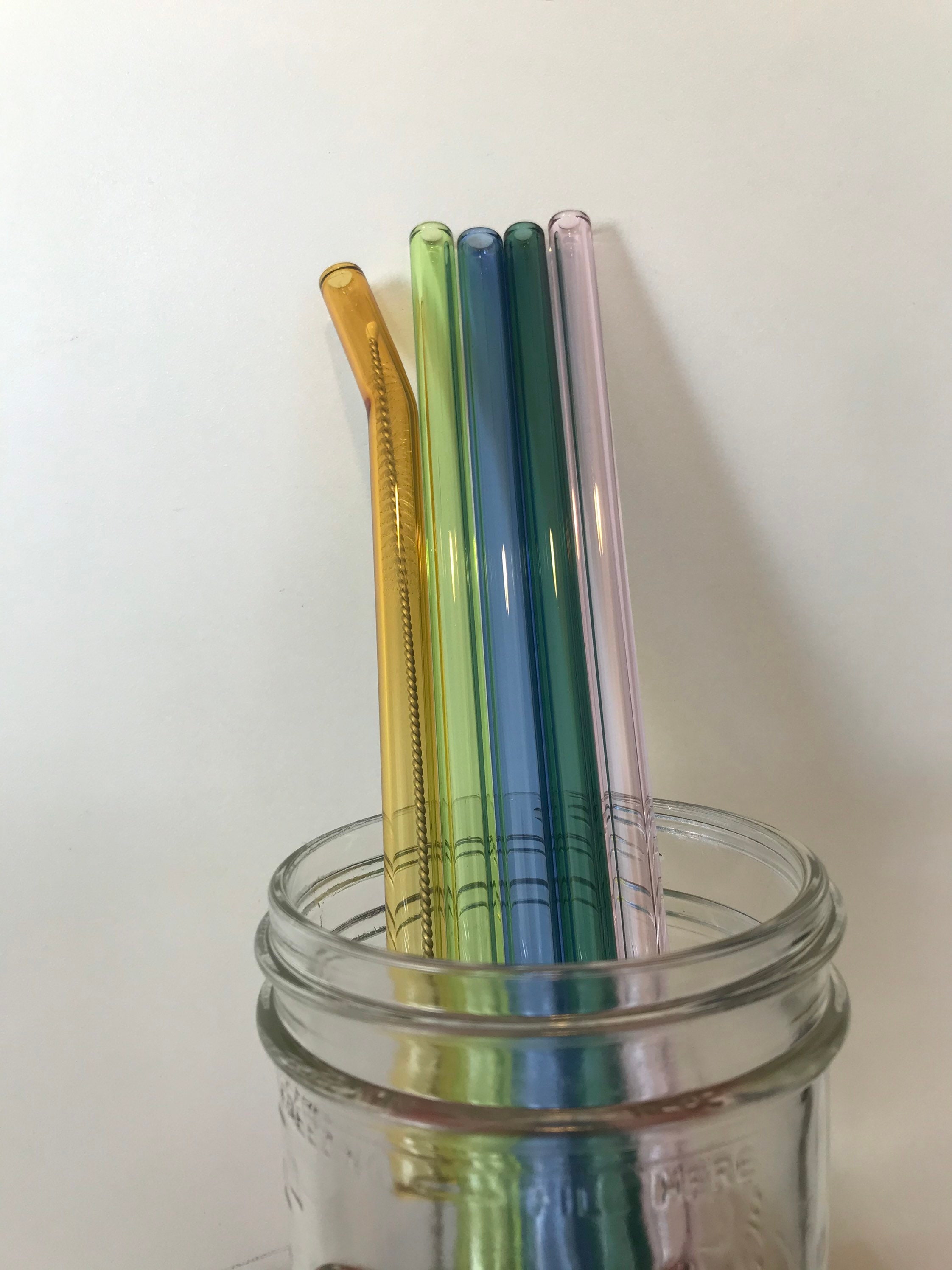 Glass Straw Pack 5 Colored GLASS STRAWS Reusable Straws Eco