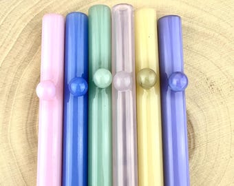 One Dot farbige Glasstrohhalm: Handgemachter wiederverwendbarer Strohhalm, auf Bestellung gefertigt