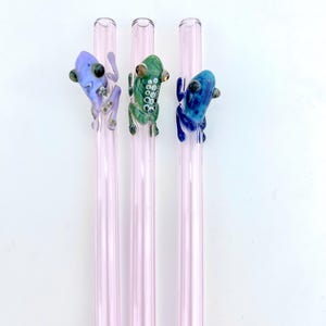 Pack of Frogs on Pink GLASS STRAWS - Frog Glass Straw Pack | Reusable Straws | Eco Friendly Straws | Eco Friendly Gifts | Straw Party Pack