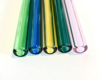 5 Pack of Colored Glass Straws - Handmade Eco Friendly Reusable Straws