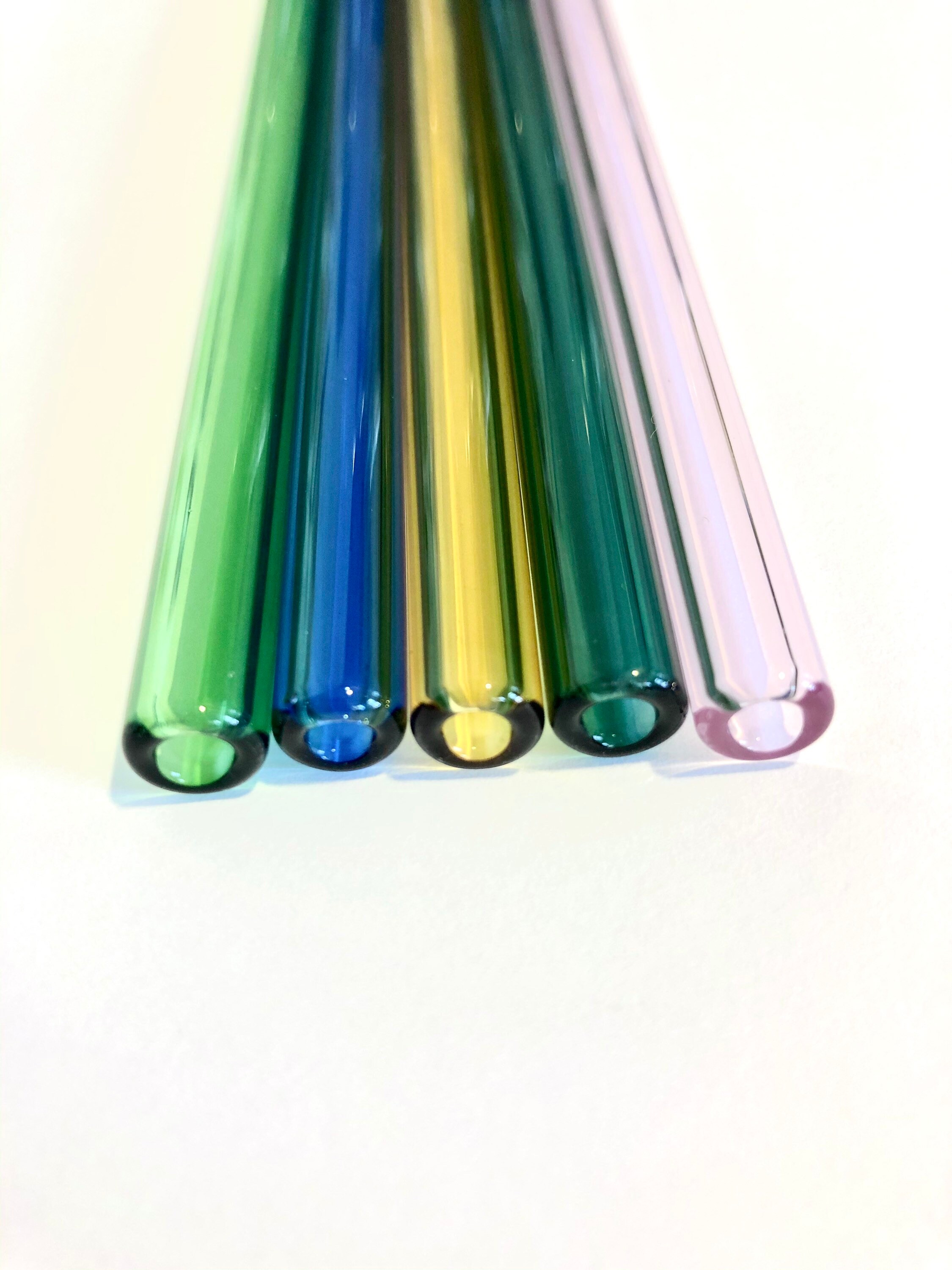 Glass Straws Drinking Reusable: Pink Glass Straw Reusable Glass Straws Bent  Glass Drinking Straws Coffee Straws 8 inch Long Glass Straws Thick for